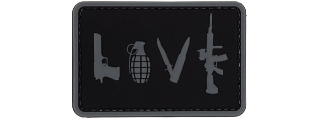 Love-Pistol, Grenade, Knife, Rifle PVC Patch (Color: Black)