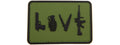 Love-Pistol, Grenade, Knife, Rifle PVC Patch (Color: OD Green)