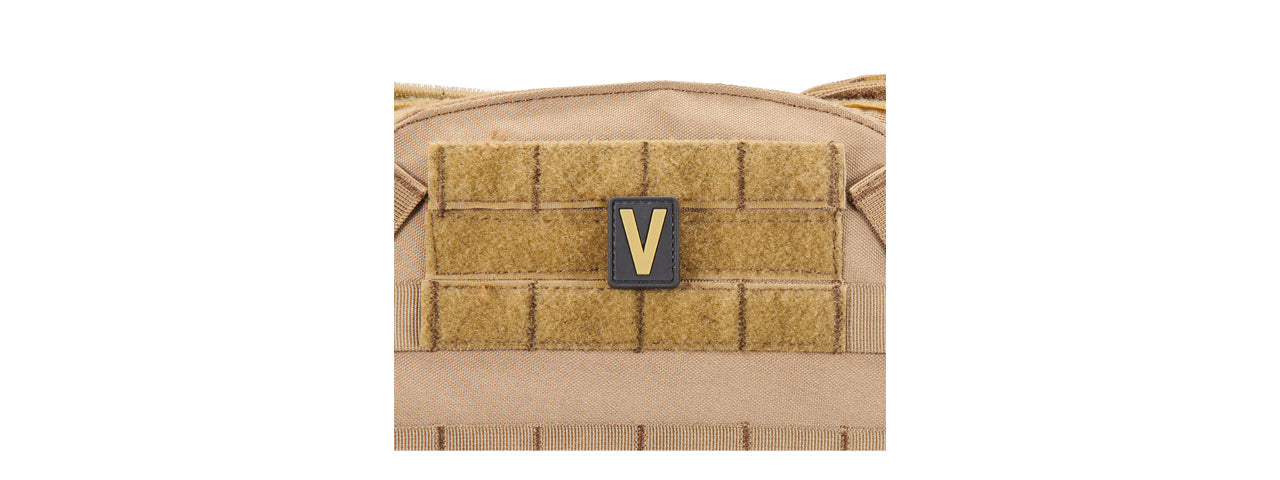 Letter "V" PVC Patch (Color: Tan)