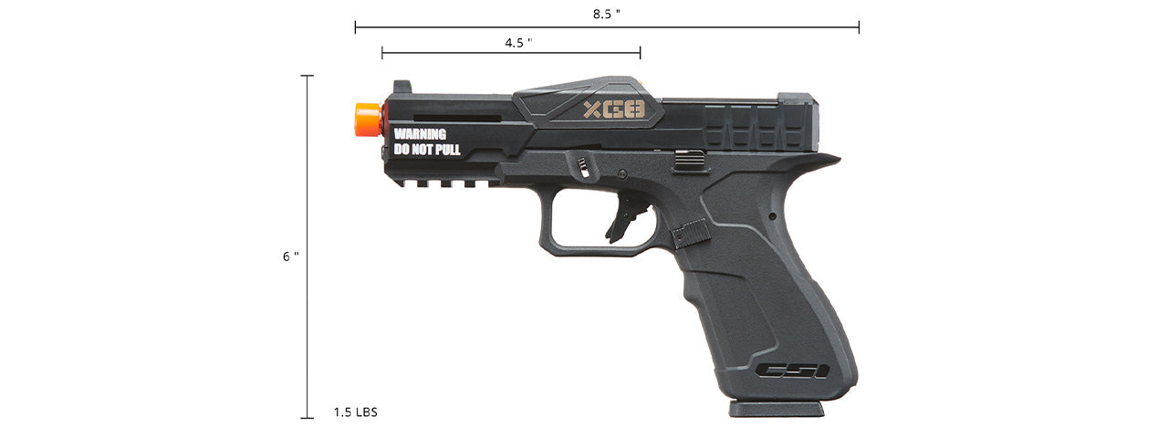 Poseidon CSI XG8 Gas Blow Back Aluminum Pistol - (Metal/Black)