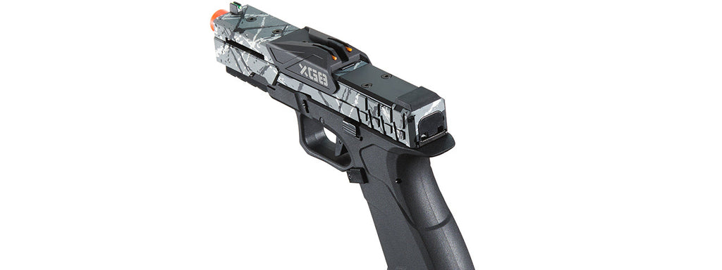 Poseidon CSI XG8 Gas Blow Back Aluminum Pistol - (Gray Splash Anodized)