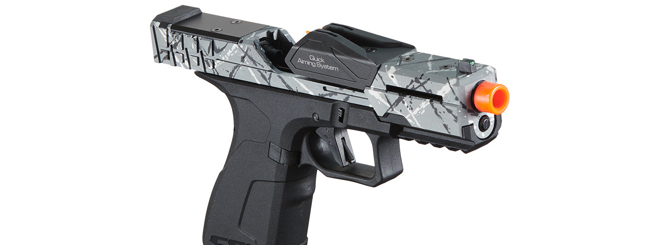 Poseidon CSI XG8 Gas Blow Back Aluminum Pistol - (Gray Splash Anodized)