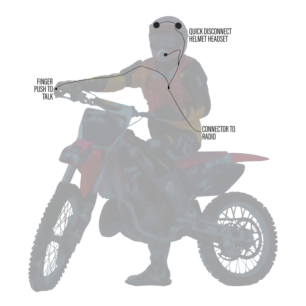 Competition/Race In-Helmet & Push To Talk Kit - 2 Pin Kenwood, Baofeng, BTECH, Rugged Radios, Diga-Talk, TYT, AnyTone, Alinco, Relm/BK Radio, Quansheng, Wouxon, Retevis, Rocky Talkie Mountain Radio