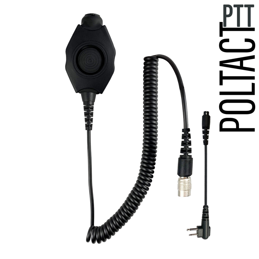 Tactical Radio Adapter/PTT for Headset w/ Quick Disconnect(Hirose): (w/ Electret Mic): US/Civilian/"Peltor" Wiring, Select ComTac III, XPI Models & Select Helicopter Headsets - Yaesu 2 Pin: FT-65, FT25, FT-4XR, FT-4VR