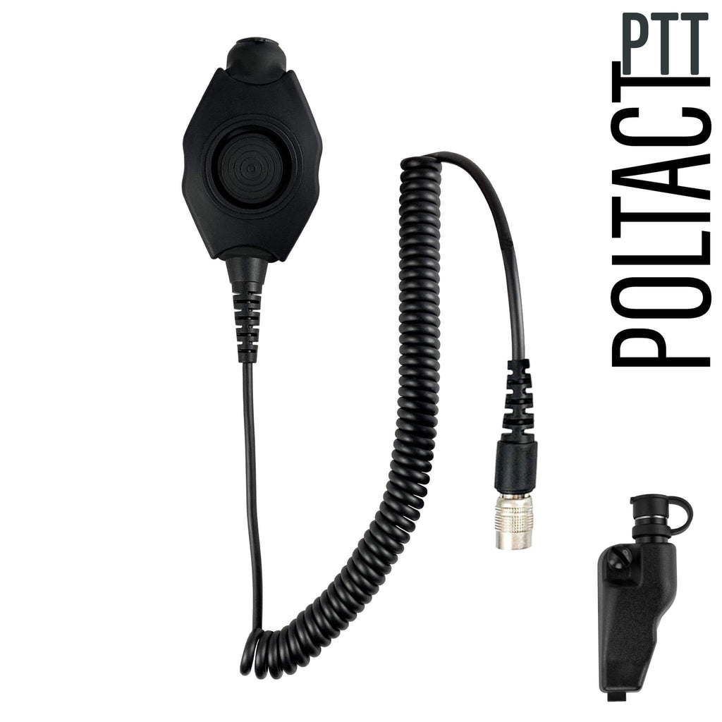 Tactical Radio Adapter/PTT for Headset w/ Quick Disconnect(Hirose): US/Civilian/"Peltor" Wiring, Select ComTac III, XPI Models & Select Helicopter Headsets - Kenwood Multi-Pin TK & NX Series