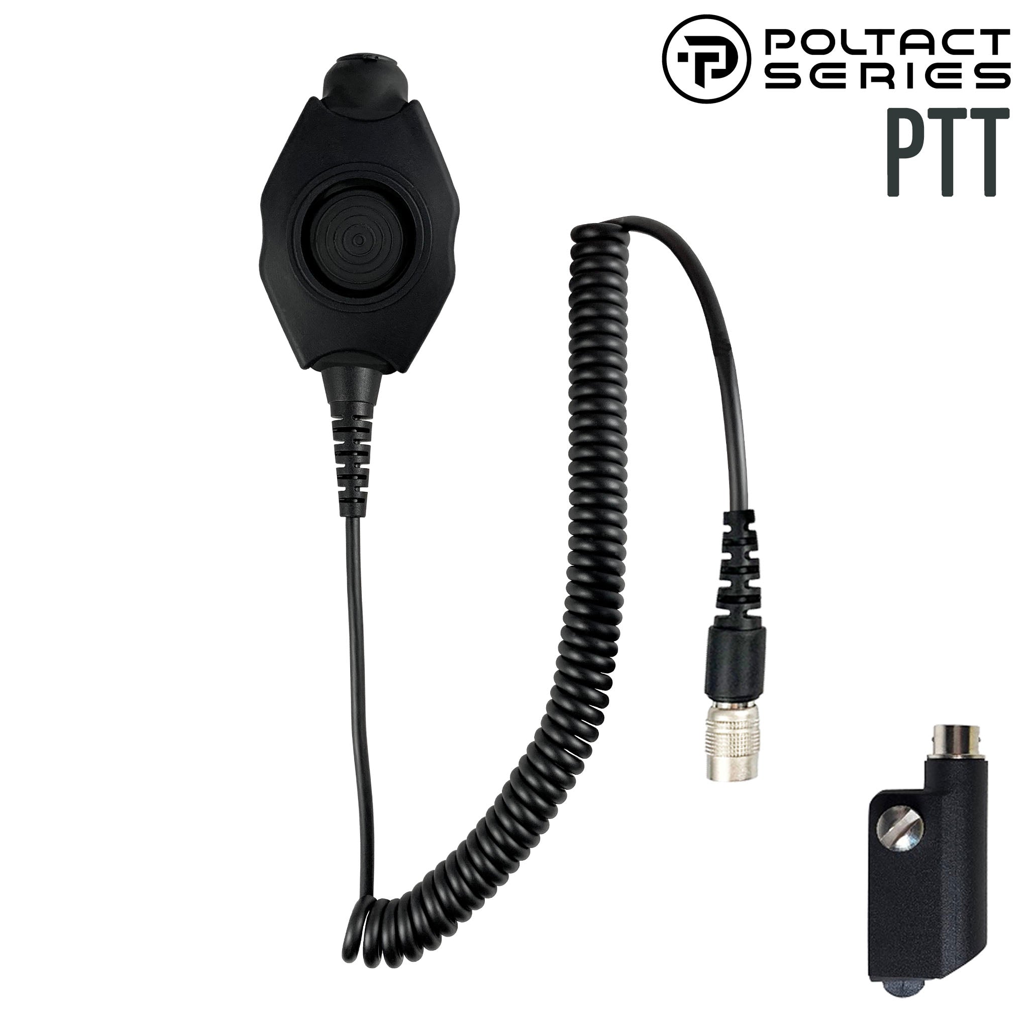 Tactical Radio Amplified PTT for Headset w/ Quick Disconnect(Hirose): NATO/Military Wiring, Gentex, Ops-Core, OTTO, 3M Peltor ComTac, XPI, MSA, Helicopter, & More - Icom IC-SAT100, F52D/62D, F3261/3360/3400, F4400/5400/6400, F7010, F9011, M85 & More