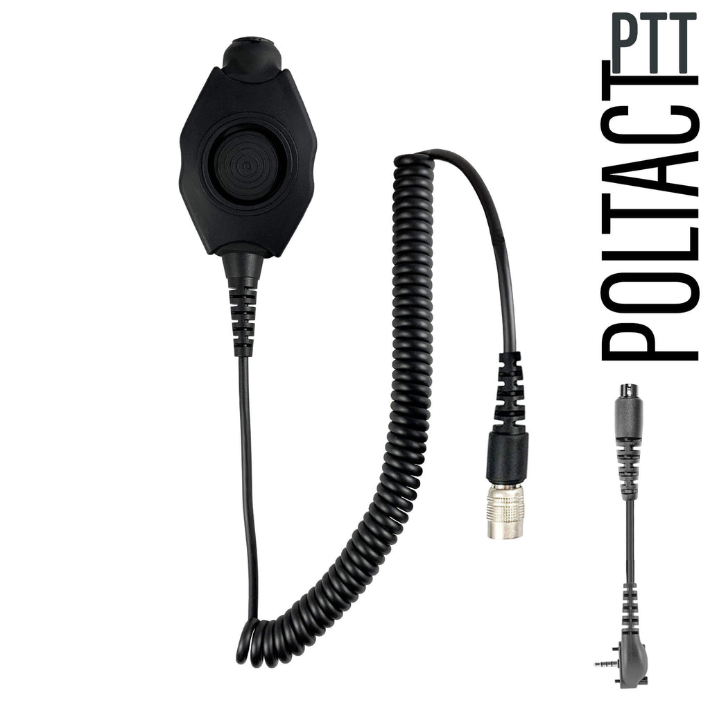 Tactical Radio Adapter/PTT for Headset w/ Quick Disconnect(Hirose): (w/ Electret Mic): US/Civilian/"Peltor" Wiring, Select ComTac III, XPI Models & Select Helicopter Headsets - Vertex: 1 Pin w/ Security Screws