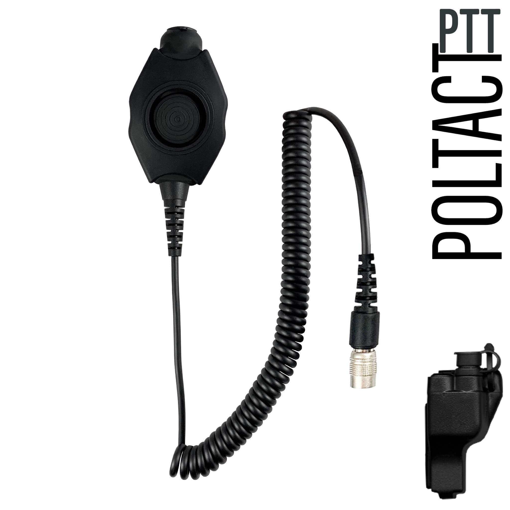 Tactical Radio Adapter/PTT for Headset w/ Quick Disconnect(Hirose): US/Civilian/"Peltor" Wiring, Select ComTac III, XPI Models & Select Helicopter Headsets - EF Johnson: All 51, 5000, 5100, 7700, 8100 Series, Ascend, Kenwood VP400, VP600, VP900 & More