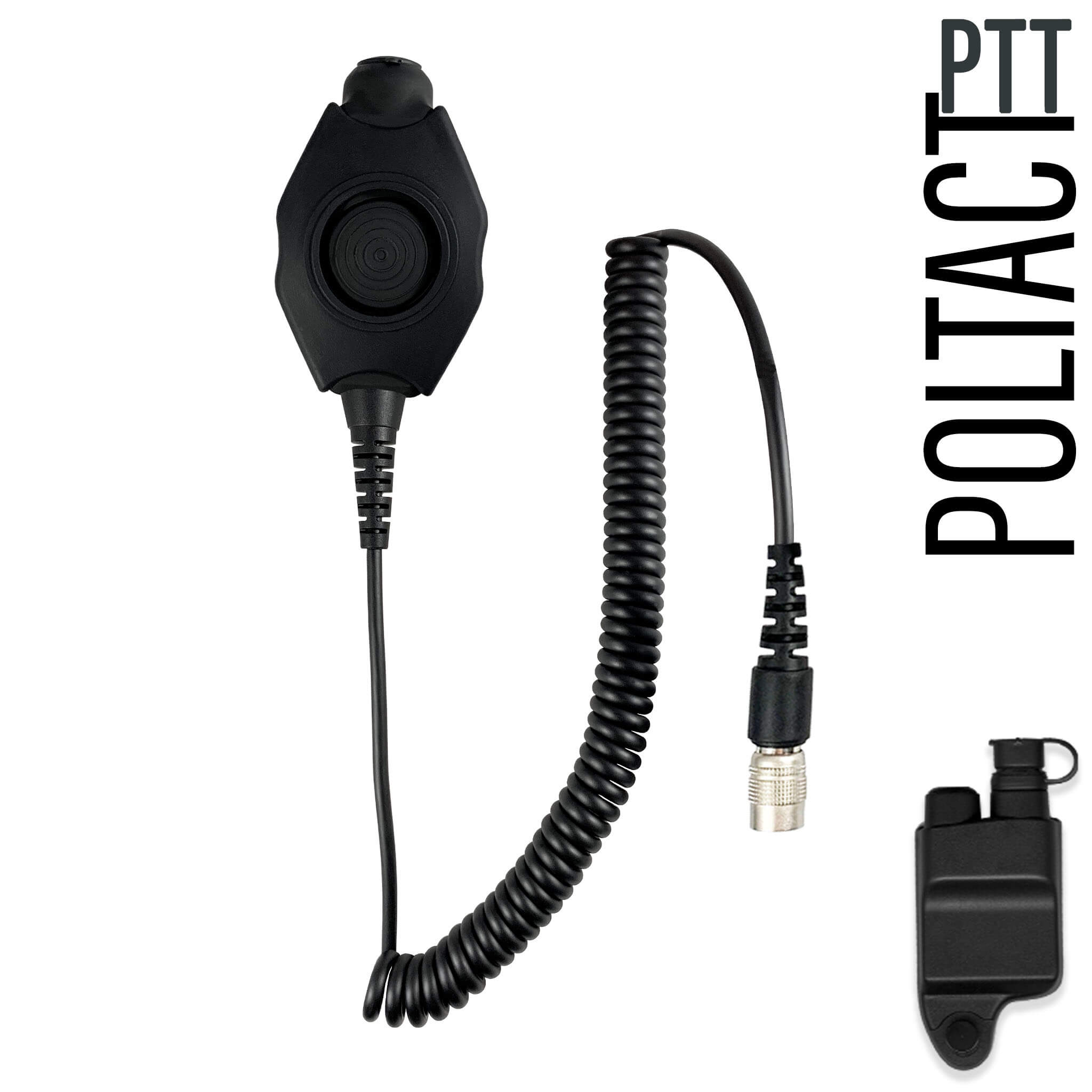Tactical Radio Amplified PTT for Headset w/ Quick Disconnect(Hirose): NATO/Military Wiring, Gentex, Ops-Core, OTTO, 3M Peltor ComTac, XPI, MSA, Helicopter, & More - Harris, M/A-Com: All P5300 P5400 P5500 P7300 Series, XG-15/25/75, XL-45, XL-95 & More