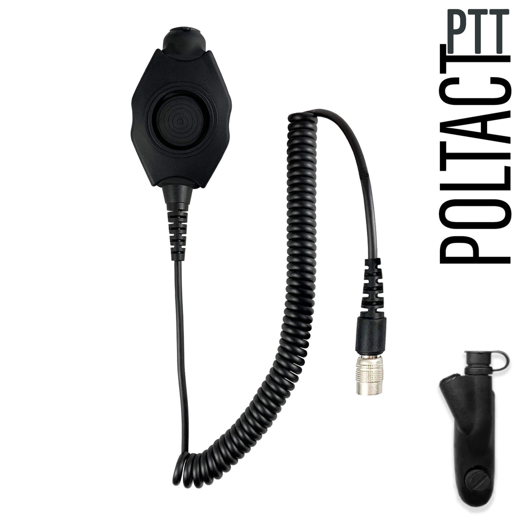 PolTact V1 Tactical Comms Headset w/ Active Hearing Protection & Quick Disconnect (Hirose) Adapter - Motorola: HT750/1250/1550, MTX850/950/960/8250/9250, PR860 & More