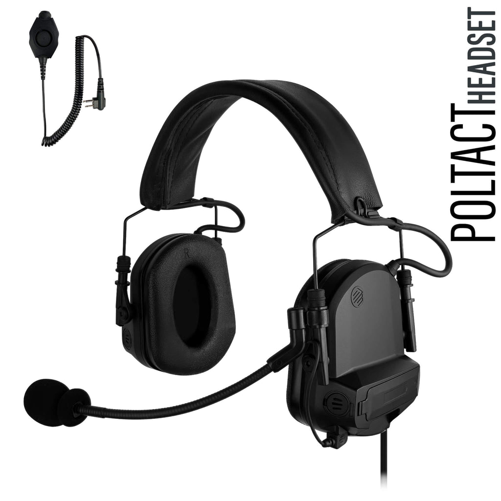 PolTact V1 Tactical Comms Headset w/ Active Hearing Protection - Yaesu 2 Pin: FT-65, FT25, FT-4XR, FT-4VR