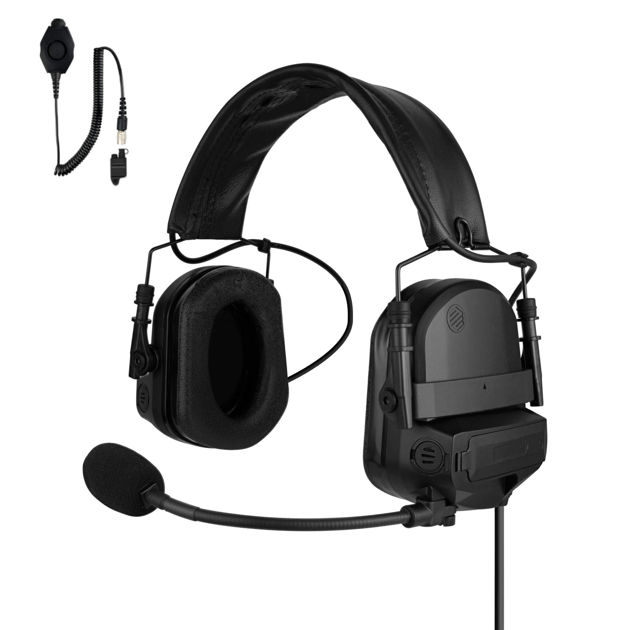 PolTact V2 Tactical Comms Helmet Headset w/ Active Hearing Protection & Quick Disconnect (Hirose) Adapter - Harris, M/A-Com: All P5300 P5400 P5500 P7300 Series, XG-15/25/75, XL-45, XL-95 & More