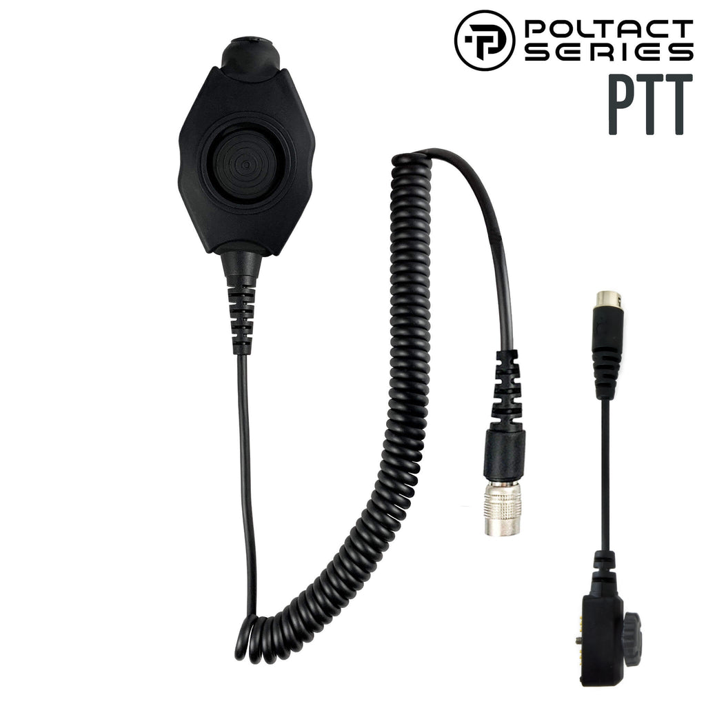 Tactical Radio PTT for Headset w/ Quick Disconnect(Hirose): NATO/Military Wiring, Gentex, Ops-Core, OTTO, 3M Peltor ComTac, XPI, MSA, Helicopter, & More - Sonim XP5, X5s, XP5plus, XP5s, XP8, XP10, SoftBank