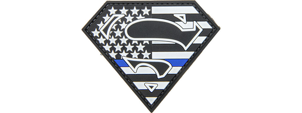 US Flag Superman Shield PVC Patch (Color: Black / White)