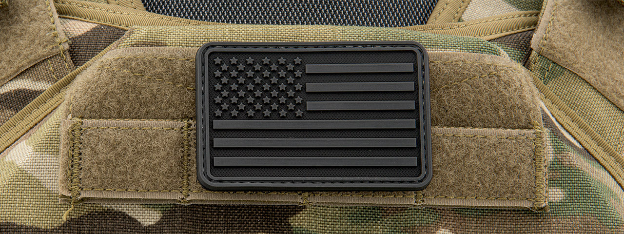 3D US Flag Forward PVC Patch (Color: Black and Dark Gray)