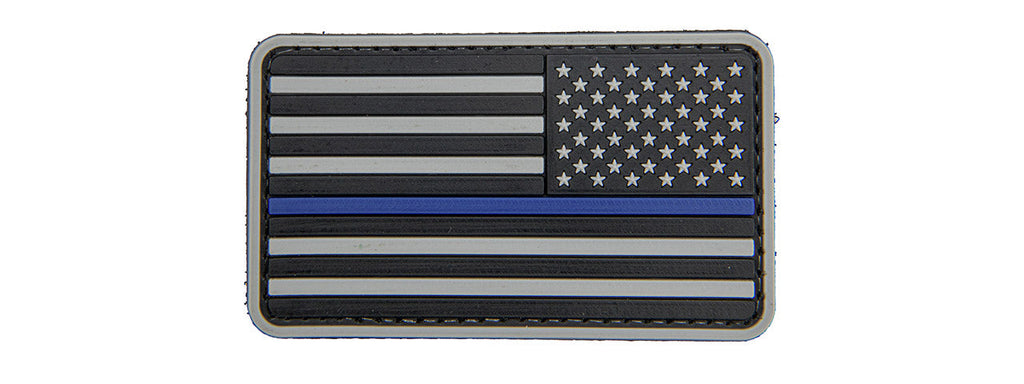 US Flag Reverse PVC Patch w/ Blue Stripe (Color: Black and Light Gray)
