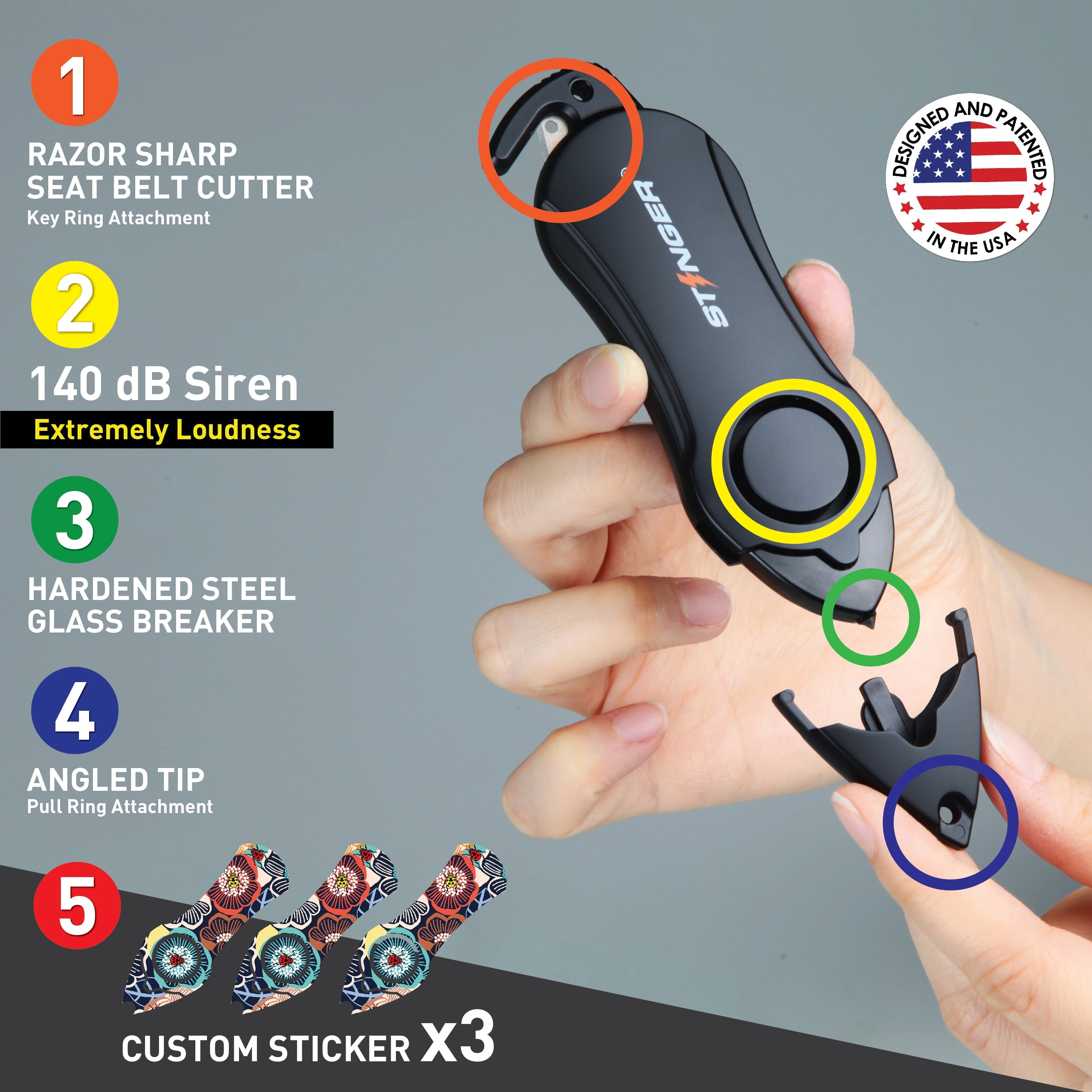 Personal Alarm Keychain Safety Emergency Tool (Ladybug)