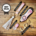 Personal Alarm Keychain Safety Emergency Tool Kit (Pink Marble)