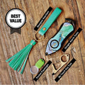 Personal Alarm Keychain Safety Emergency Tool Kit (Green Marble)
