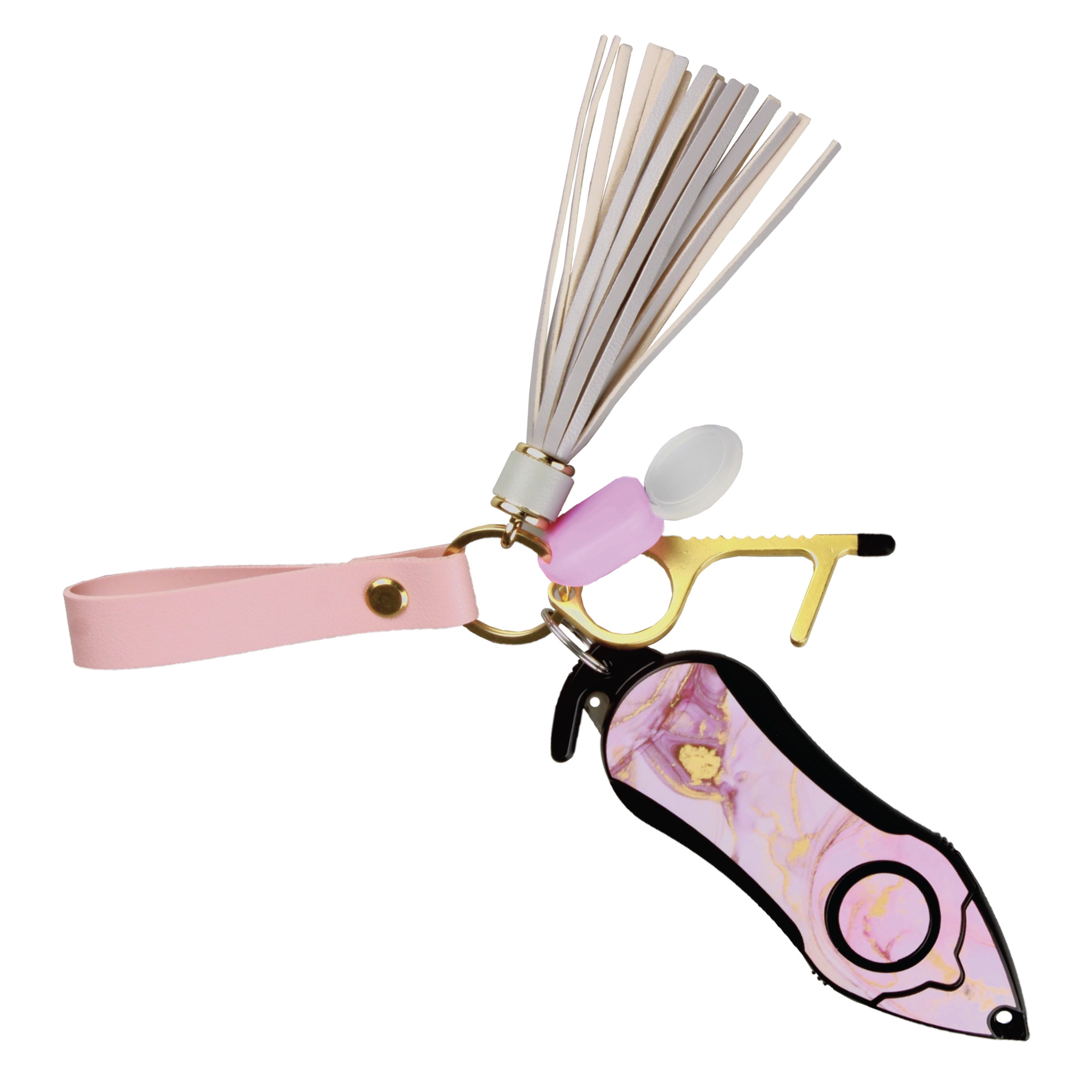 Personal Alarm Keychain Safety Emergency Tool Kit (Pink Marble)
