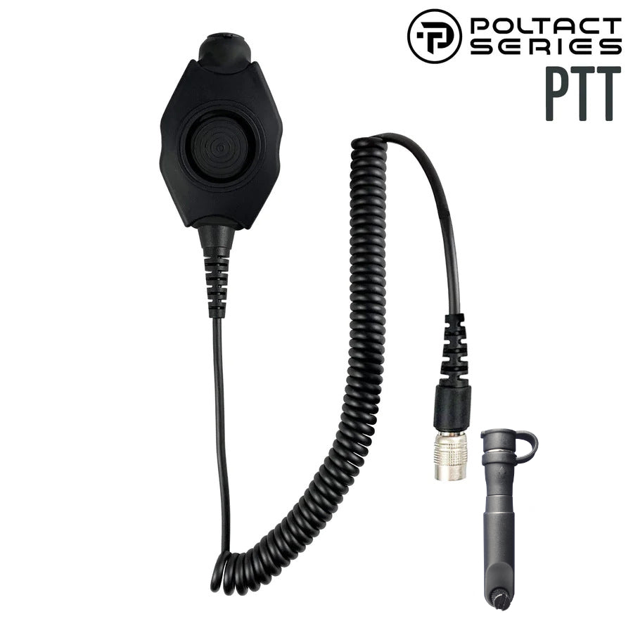 Tactical Radio Amplified PTT for Headset w/ Quick Disconnect(Hirose): NATO/Military Wiring, Gentex, Ops-Core, OTTO, 3M Peltor ComTac, XPI, MSA, Helicopter, & More - Hytera PD-6xx, HP6 & HP7 Series, X1e, X1p, Z1p & More