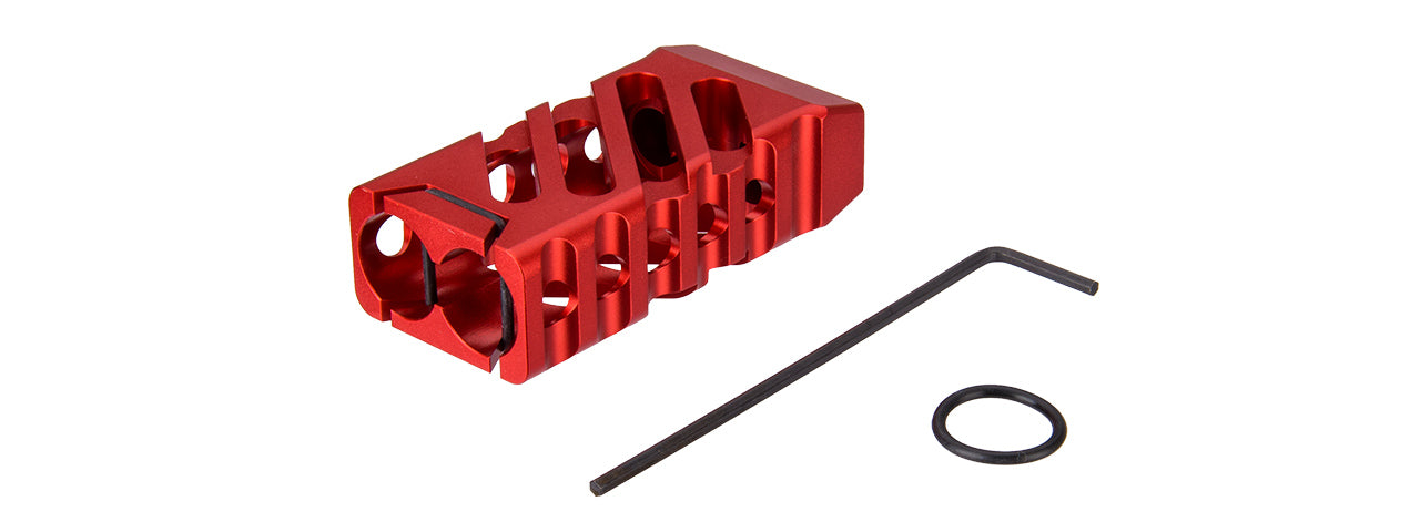 RANGER ARMORY SKELETONIZED STRAIGHT CUT KEYMOD SHORT VERTICAL FORWARD GRIP (RED)