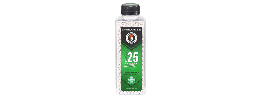 Lancer Tactical 3300 Round .25G Streamline Competition Grade Outdoor BBs - (White)