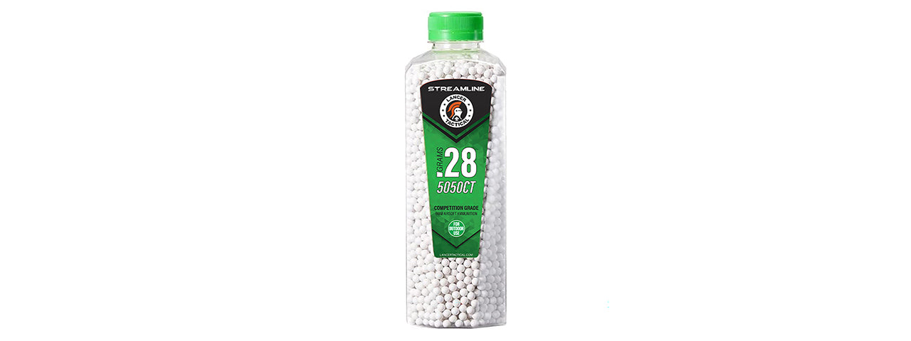 Lancer Tactical 5050 Round 0.28g Streamline Competition Grade Outdoor BB Bottle (Color: White)