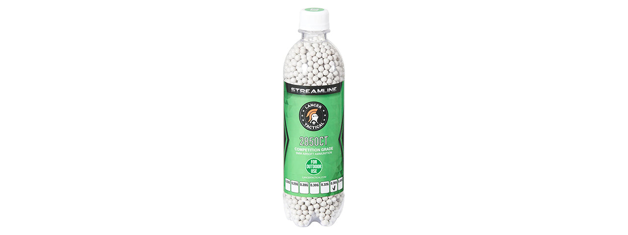 Lancer Tactical 2850 Round .36G Streamline Competition Grade Outdoor BBs - (White)