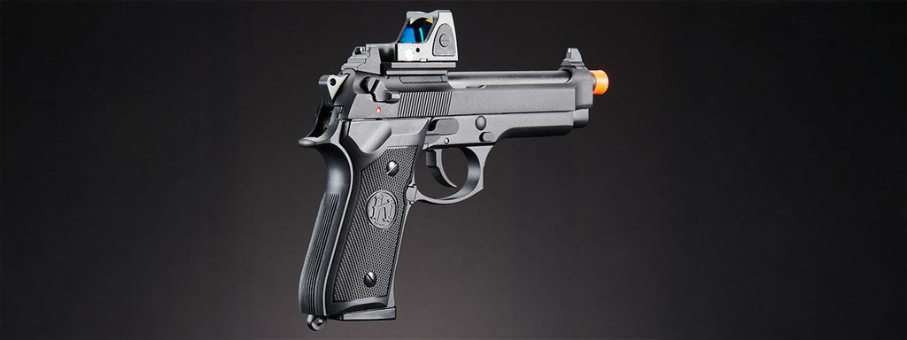 KLI KL92 Optic Ready 6mm Dual Power CO2 Gas Blowback Airsoft Pistol Red Dot Combo - (Black)