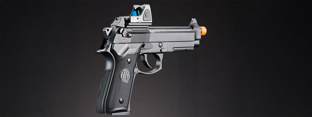 KLI KL-92 AI Optic Ready 6mm Dual Power CO2/Gas Blowback Airsoft Pistol Red Dot Combo - (Black)