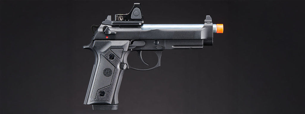 KLI KL-92 Elite IA Optic Ready 6mm Dual Power CO2/Gas Blowback Airsoft Pistol Red Dot Combo - (Black)
