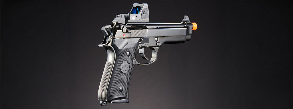 KLI KL-92 Fusion Optic Ready 6mm Dual Power CO2/Gas Blowback Airsoft Pistol Red Dot Combo - (Black/Gun Metal)