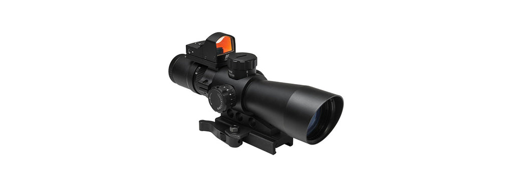 NCSTAR USS GEN II 3-9X42 MIL DOT SCOPE RED DOT SIGHT COMBO - BLACK