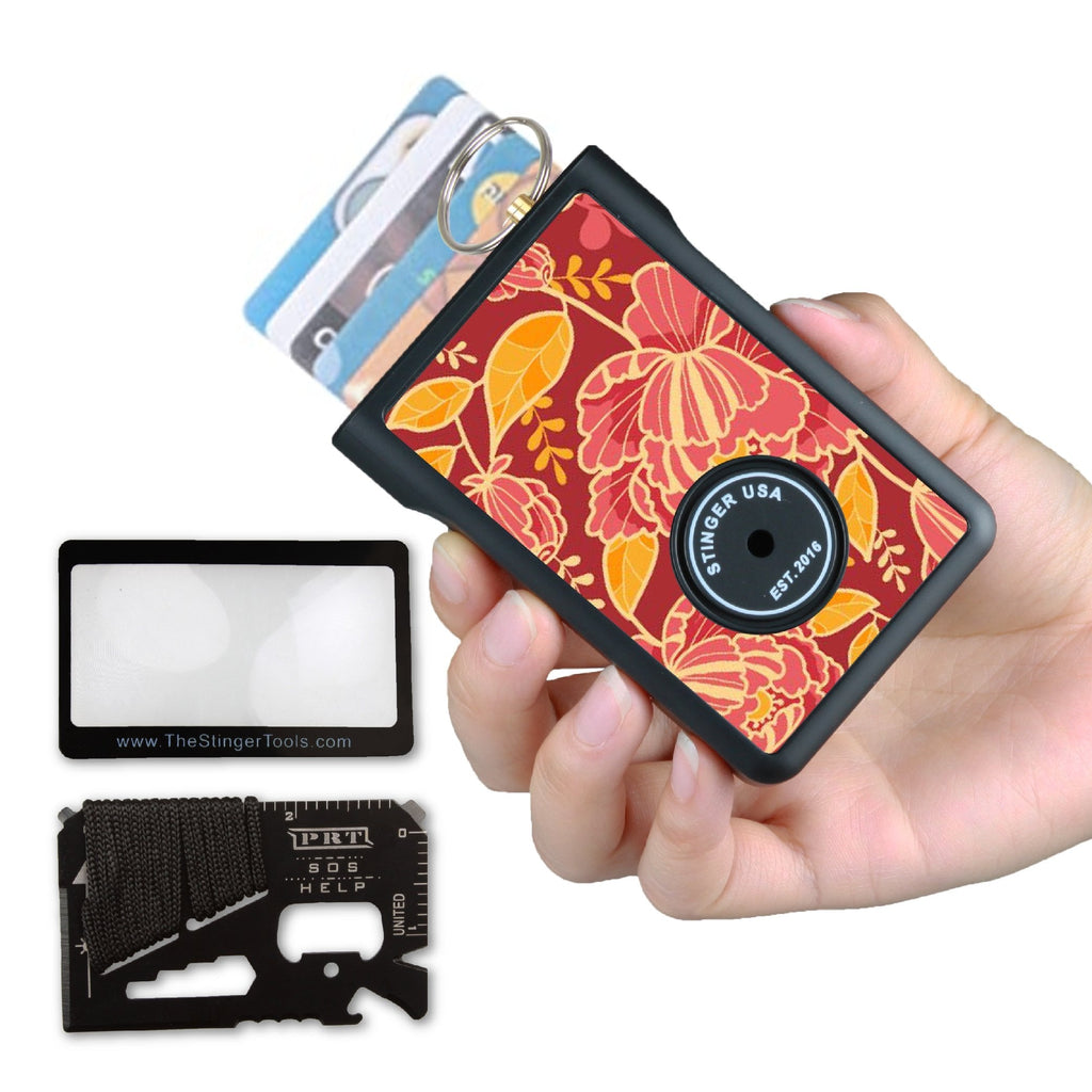 Safety Wallet With Personal Alarm Multi Functional Tool (Black Marble)