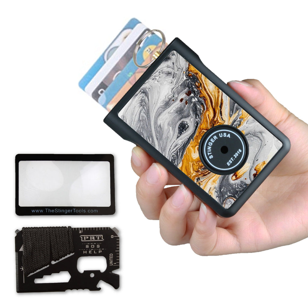 Safety Wallet With Personal Alarm Multi Functional Tool (Green Flower)