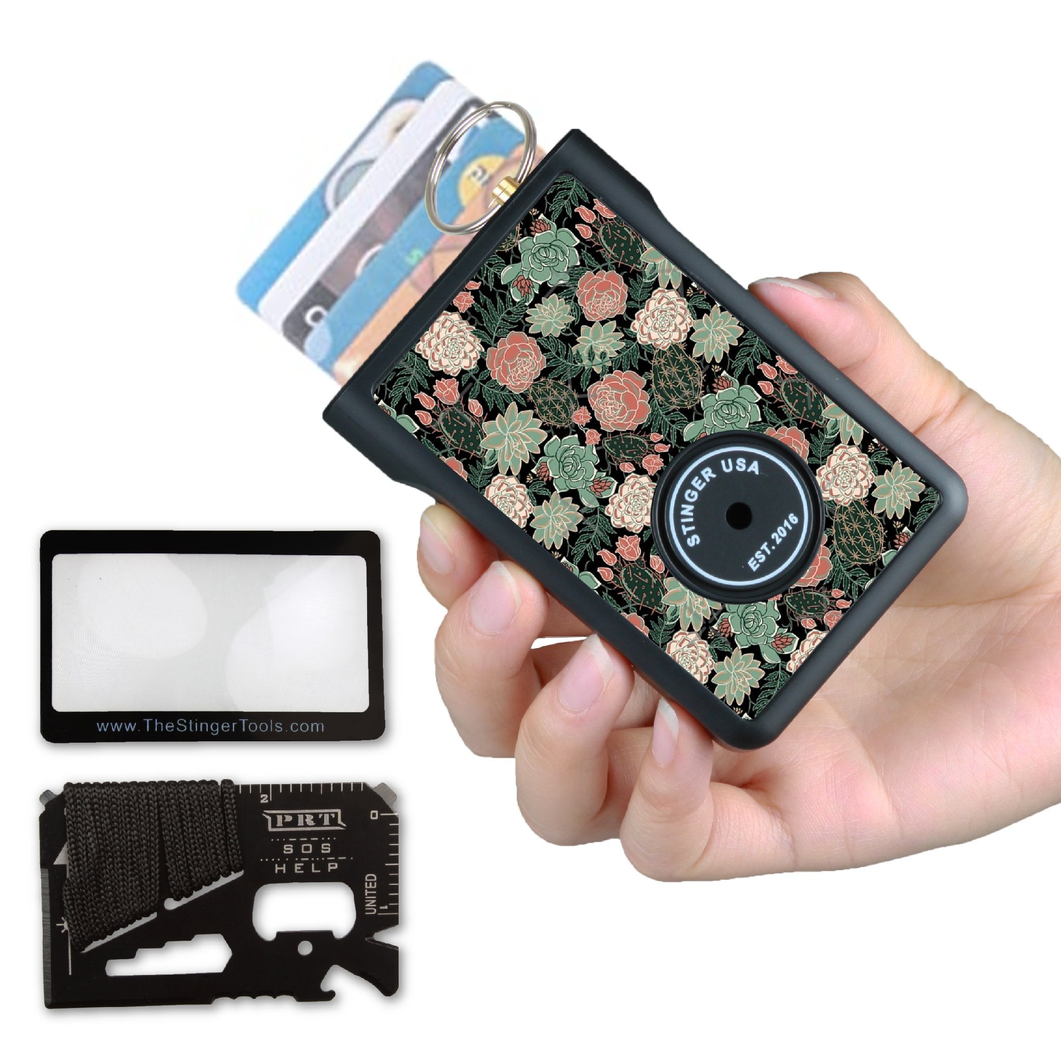 Safety Wallet With Personal Alarm Multi Functional Tool (Pink Marble)