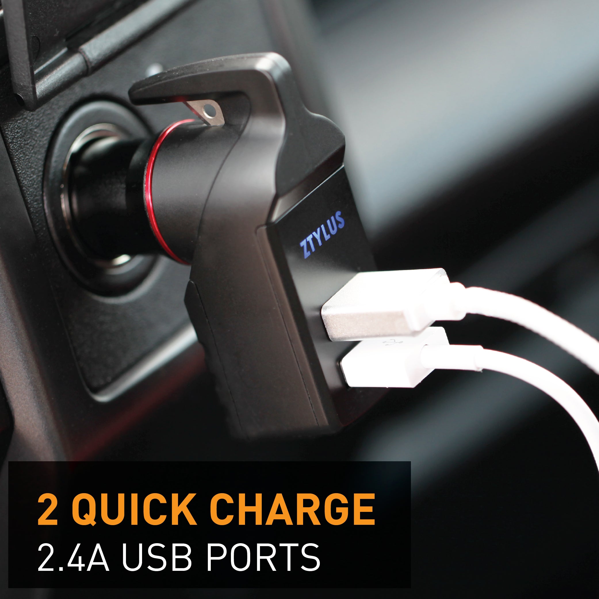 USB Car Charger Emergency Tool (White)