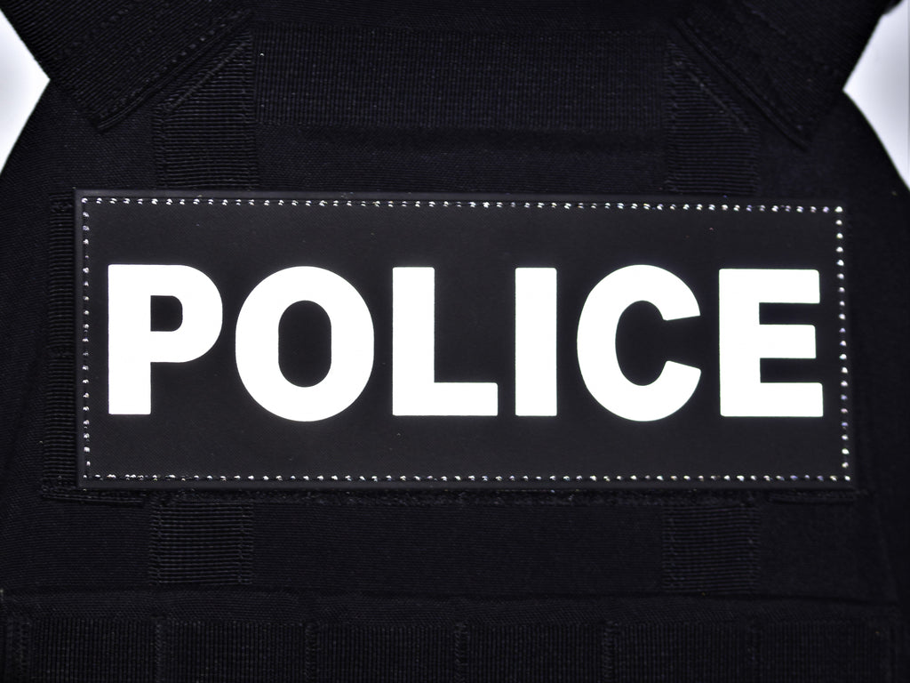 Reflective Plate Carrier Patch (1-3/4"x6-1/2") - POLICE