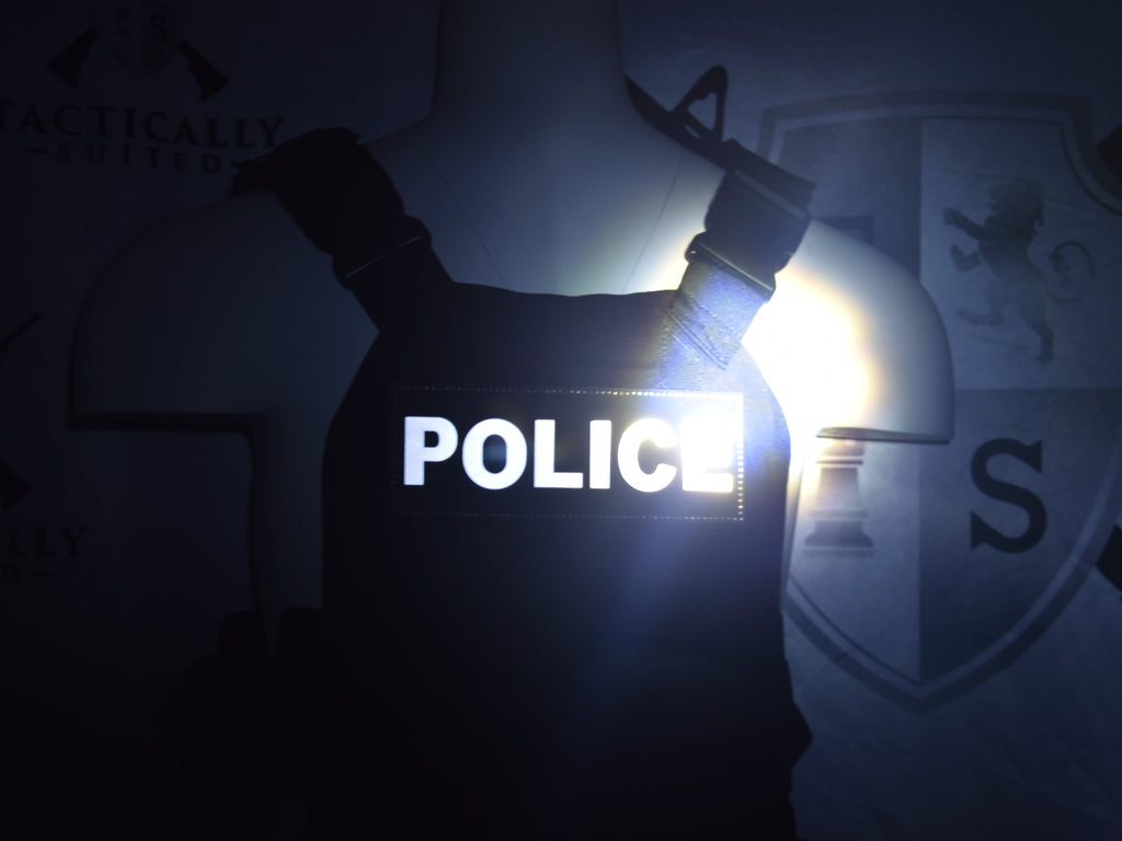 Reflective Plate Carrier Patch (1-3/4"x6-1/2") - POLICE