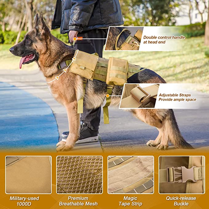 Tactical K9 Harness - Full Size - Tan