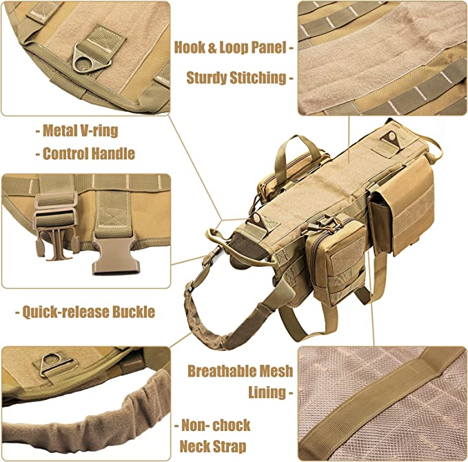 Tactical K9 Harness - Full Size - Tan