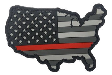 US Flag Map PVC Patch with Red Line