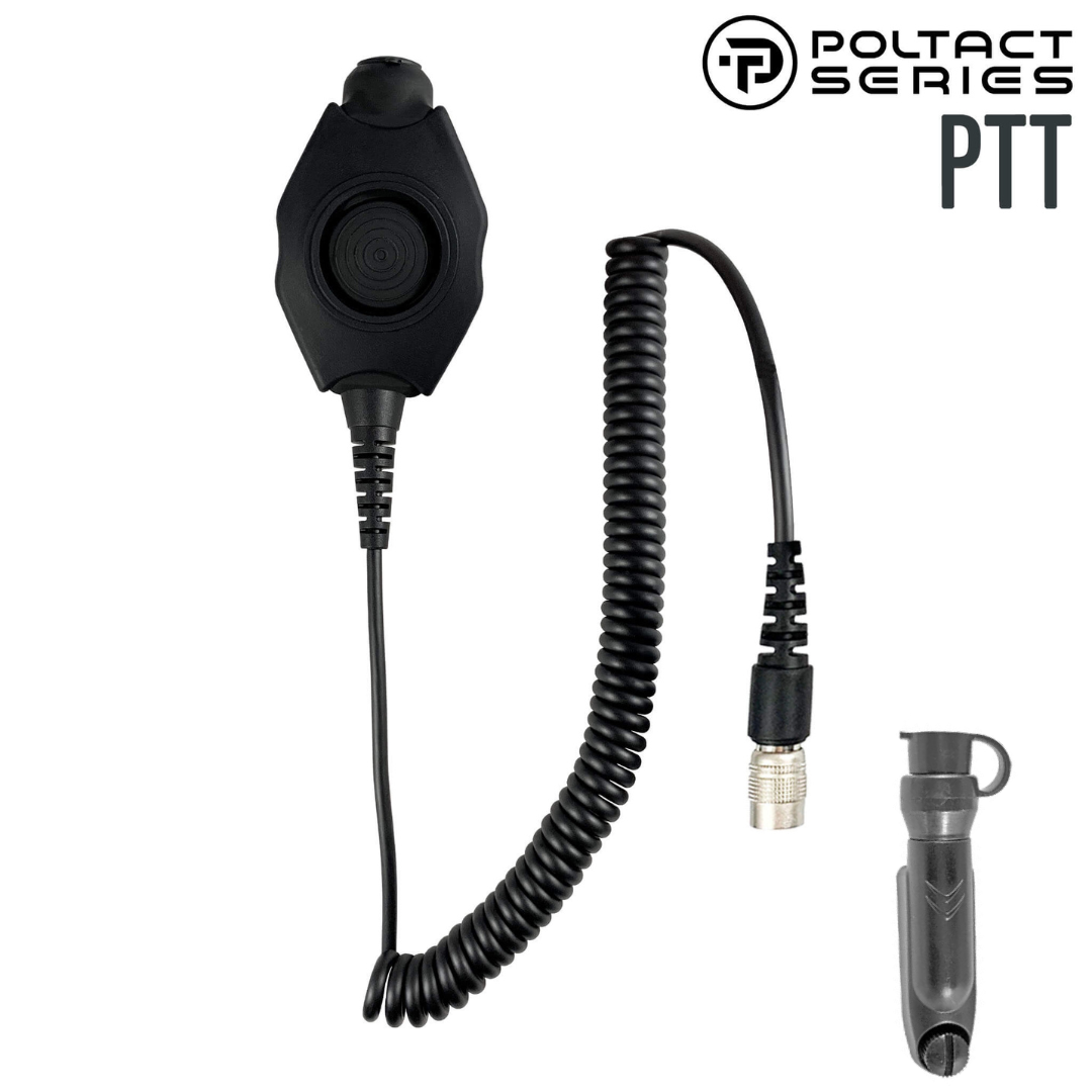 Tactical Radio Adapter/PTT for Headset w/ Quick Disconnect(Hirose): NATO/Military Wiring, Gentex, Ops-Core, OTTO, 3M Peltor ComTac, XPI, Helicopter, & More - Motorola/Ailunce/Retevis/HYT/: Select EX500/600 & GP Series, HD2, Siyata, Simoco & More