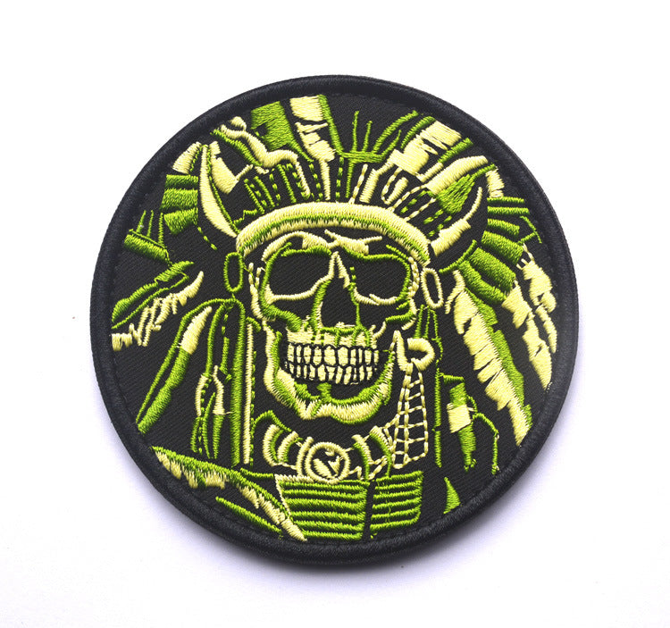 Indian Chief Skull With Headdress - Embroidered Patch