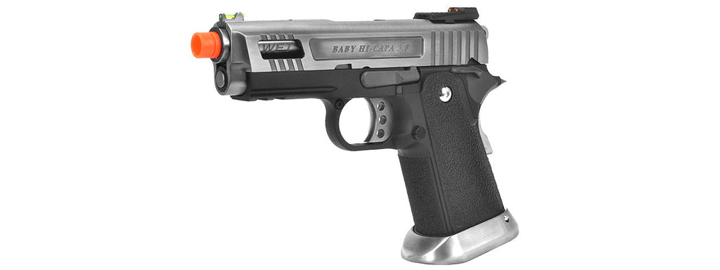 WE Tech 3.8 Velociraptor Full Metal Hi-Capa Gas Blowback Airsoft Pistol (BLACK/SILVER)