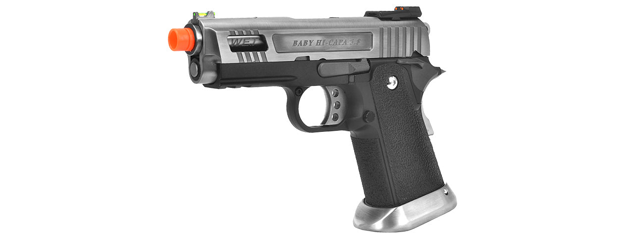 WE Tech 3.8 Velociraptor Full Metal Hi-Capa Gas Blowback Airsoft Pistol (BLACK/SILVER)