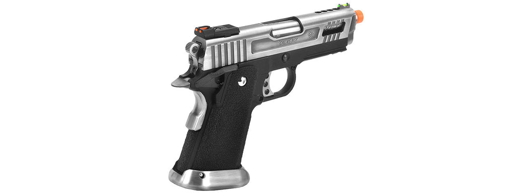 WE Tech 3.8 Velociraptor Full Metal Hi-Capa Gas Blowback Airsoft Pistol (BLACK/SILVER)