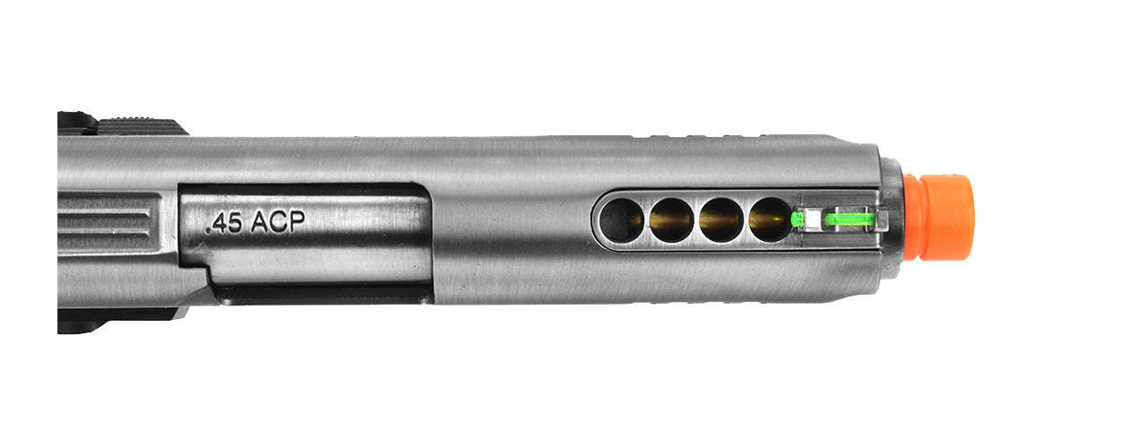 WE Tech 3.8 Velociraptor Full Metal Hi-Capa Gas Blowback Airsoft Pistol (BLACK/SILVER)