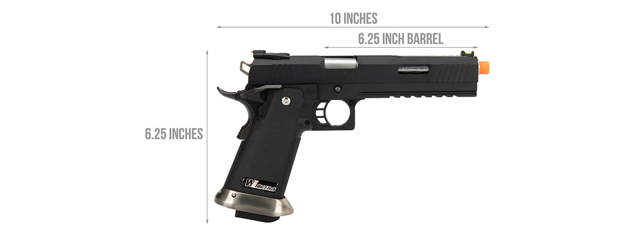 WE Tech 1911 Hi-Capa T-Rex Competition Gas Blowback Airsoft Pistol w/ Sight Mount & Top Ports Tibetan Version] (BLACK / SILVER)